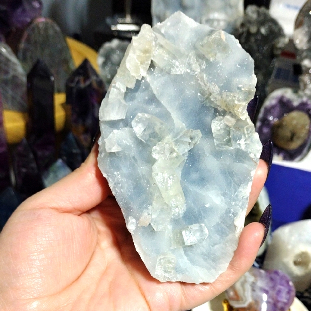 Blue Chalcedony With Apopholite